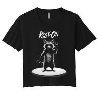 Retro Raccoon Rock Music Women's Crop Top Tee