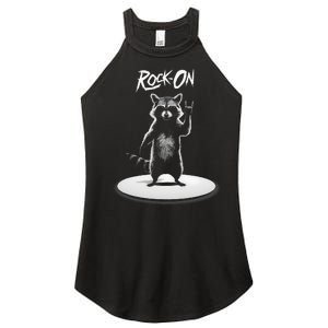 Retro Raccoon Rock Music Women's Perfect Tri Rocker Tank