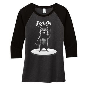 Retro Raccoon Rock Music Women's Tri-Blend 3/4-Sleeve Raglan Shirt