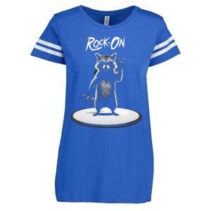 Retro Raccoon Rock Music Enza Ladies Jersey Football T-Shirt