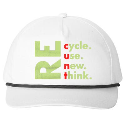 Recycle Reuse Renew Rethink Crisis Environmental Activism Snapback Five-Panel Rope Hat