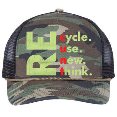 Recycle Reuse Renew Rethink Crisis Environmental Activism Retro Rope Trucker Hat Cap