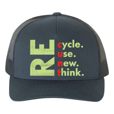 Recycle Reuse Renew Rethink Crisis Environmental Activism Yupoong Adult 5-Panel Trucker Hat