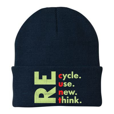 Recycle Reuse Renew Rethink Crisis Environmental Activism Knit Cap Winter Beanie