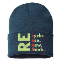 Recycle Reuse Renew Rethink Crisis Environmental Activism Sustainable Knit Beanie