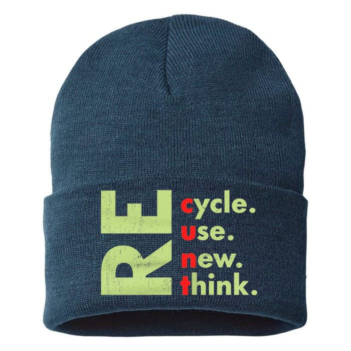 Recycle Reuse Renew Rethink Crisis Environmental Activism Sustainable Knit Beanie