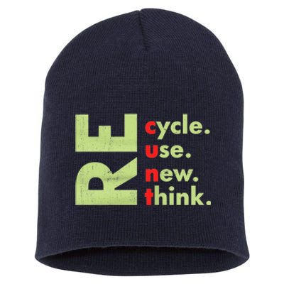 Recycle Reuse Renew Rethink Crisis Environmental Activism Short Acrylic Beanie