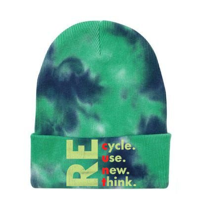 Recycle Reuse Renew Rethink Crisis Environmental Activism Tie Dye 12in Knit Beanie