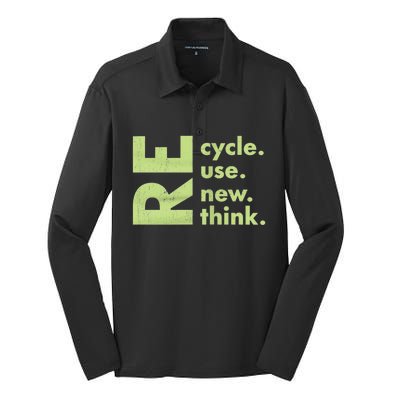 Recycle Reuse Renew Rethink Crisis Environmental Activism Silk Touch Performance Long Sleeve Polo