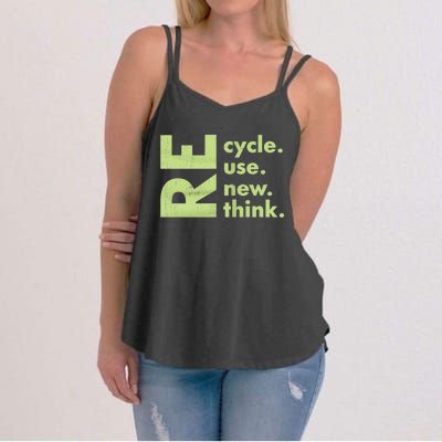 Recycle Reuse Renew Rethink Crisis Environmental Activism Women's Strappy Tank