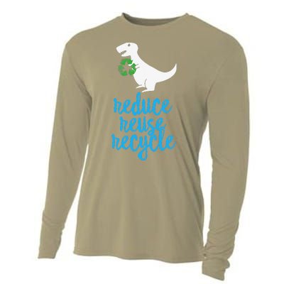 Reduce Reuse Recycle Rex Cute Earth Day TRex Gift Cooling Performance Long Sleeve Crew