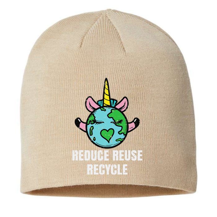 Reduce Reuse Recycle Unicorn Earth Day Environment Sustainable Beanie