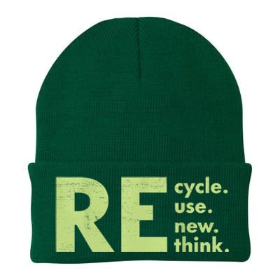 Recycle Reuse Renew Rethink Crisis Environmental Activism Knit Cap Winter Beanie