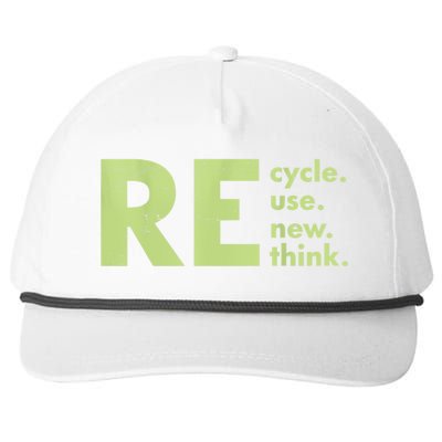 Recycle Reuse Renew Rethink Crisis Environmental Activism Snapback Five-Panel Rope Hat