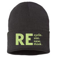 Recycle Reuse Renew Rethink Crisis Environmental Activism Sustainable Knit Beanie