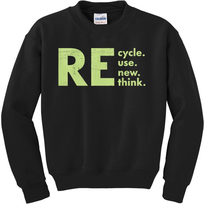 Recycle Reuse Renew Rethink Crisis Environmental Activism Kids Sweatshirt