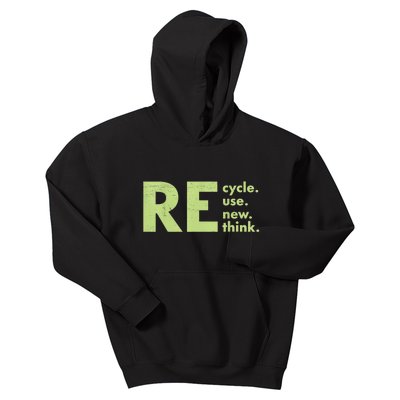 Recycle Reuse Renew Rethink Crisis Environmental Activism Kids Hoodie