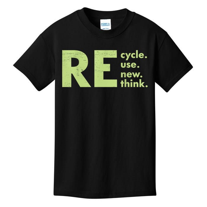 Recycle Reuse Renew Rethink Crisis Environmental Activism Kids T-Shirt