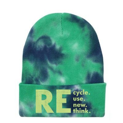 Recycle Reuse Renew Rethink Crisis Environmental Activism Tie Dye 12in Knit Beanie