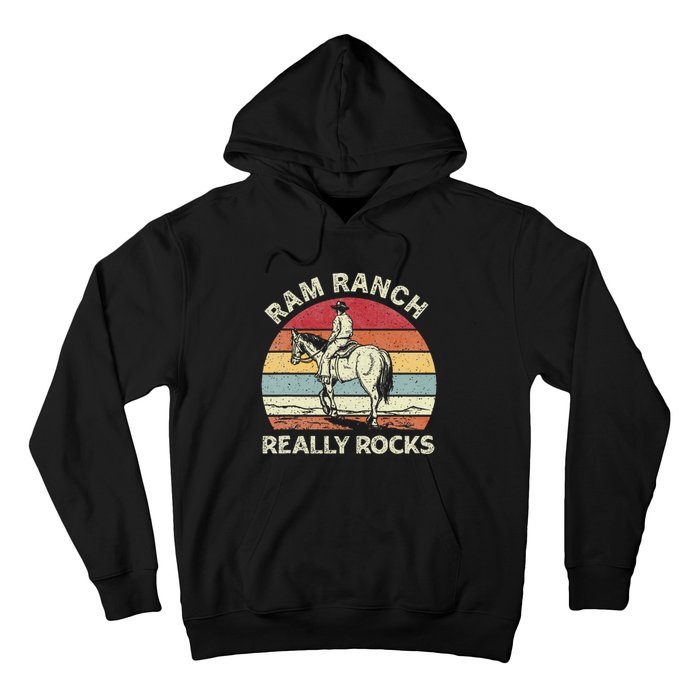 Ram Ranch Really Rock Vintage Western Rodeo Cow Horseback Hoodie