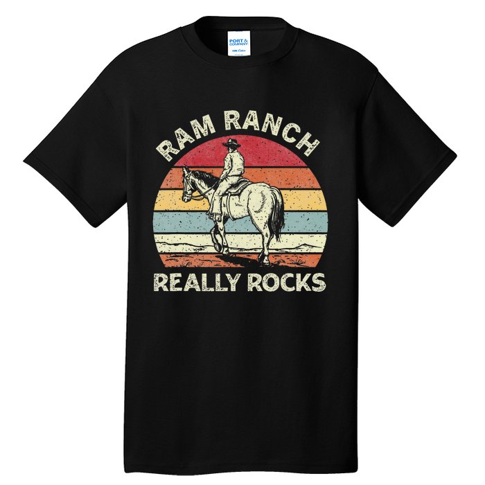 Ram Ranch Really Rock Vintage Western Rodeo Cow Horseback Tall T-Shirt