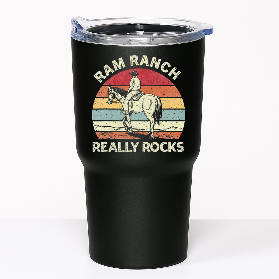Ram Ranch Really Rock Vintage Western Rodeo Cow Horseback Tumbler