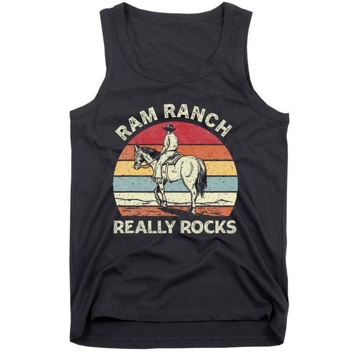 Ram Ranch Really Rock Vintage Western Rodeo Cow Horseback Tank Top