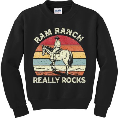 Ram Ranch Really Rock Vintage Western Rodeo Cow Horseback Kids Sweatshirt