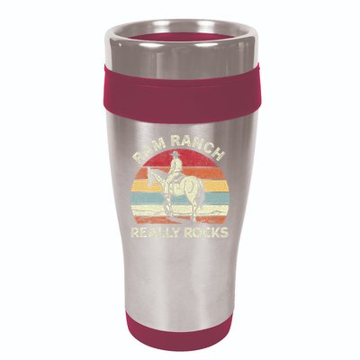 Ram Ranch Really Rock Vintage Western Rodeo Cow Horseback 16oz Travel Tumbler