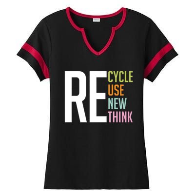 Recycle Reuse Renew Rethink Crisis Environmental Activism Ladies Halftime Notch Neck Tee