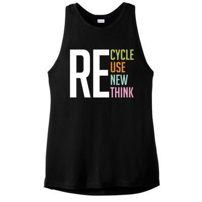 Recycle Reuse Renew Rethink Crisis Environmental Activism Ladies PosiCharge Tri-Blend Wicking Tank