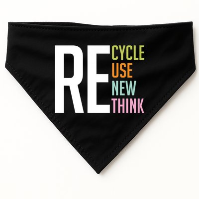 Recycle Reuse Renew Rethink Crisis Environmental Activism USA-Made Doggie Bandana