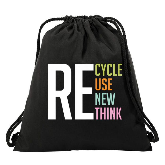 Recycle Reuse Renew Rethink Crisis Environmental Activism Drawstring Bag