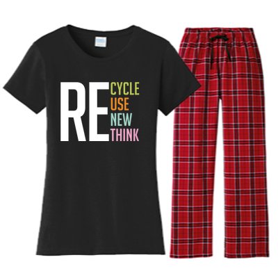 Recycle Reuse Renew Rethink Crisis Environmental Activism Women's Flannel Pajama Set