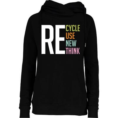 Recycle Reuse Renew Rethink Crisis Environmental Activism Womens Funnel Neck Pullover Hood