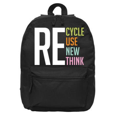 Recycle Reuse Renew Rethink Crisis Environmental Activism 16 in Basic Backpack