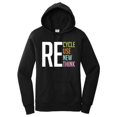 Recycle Reuse Renew Rethink Crisis Environmental Activism Women's Pullover Hoodie