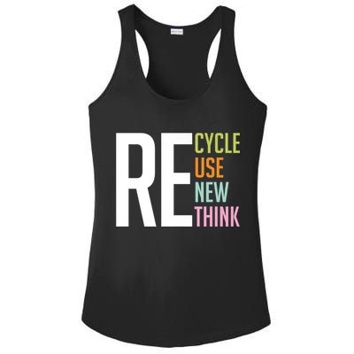 Recycle Reuse Renew Rethink Crisis Environmental Activism Ladies PosiCharge Competitor Racerback Tank