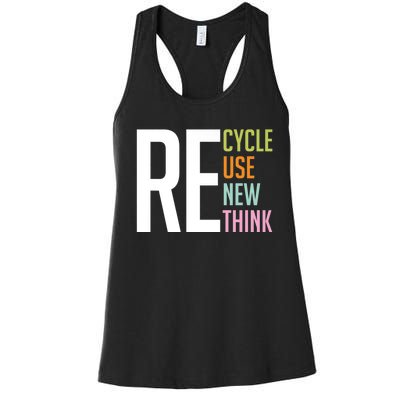 Recycle Reuse Renew Rethink Crisis Environmental Activism Women's Racerback Tank