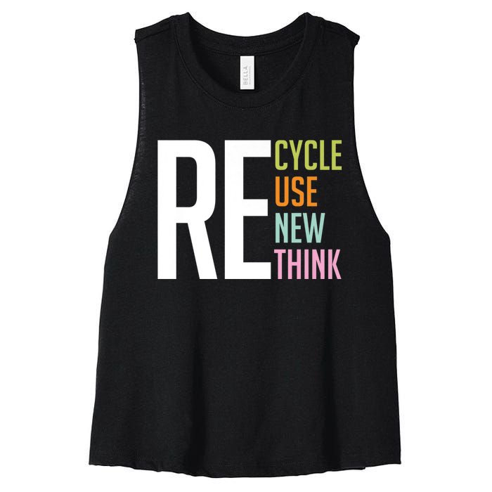 Recycle Reuse Renew Rethink Crisis Environmental Activism Women's Racerback Cropped Tank