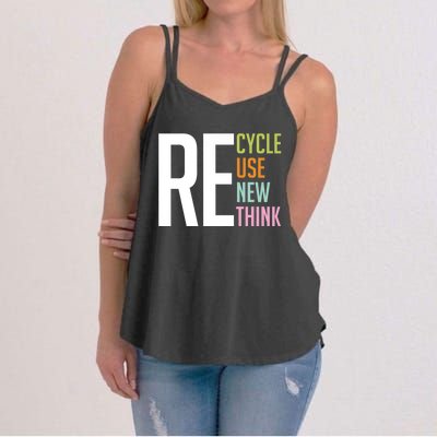 Recycle Reuse Renew Rethink Crisis Environmental Activism Women's Strappy Tank