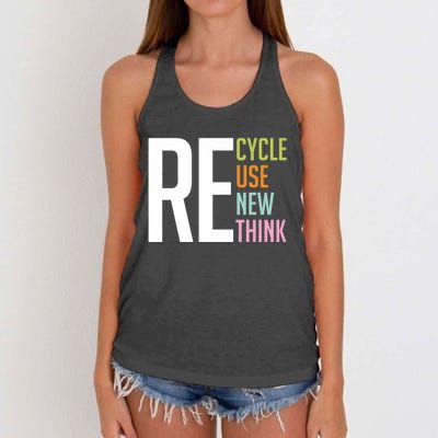 Recycle Reuse Renew Rethink Crisis Environmental Activism Women's Knotted Racerback Tank