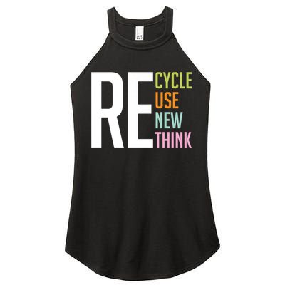 Recycle Reuse Renew Rethink Crisis Environmental Activism Women's Perfect Tri Rocker Tank