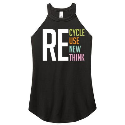 Recycle Reuse Renew Rethink Crisis Environmental Activism Women's Perfect Tri Rocker Tank