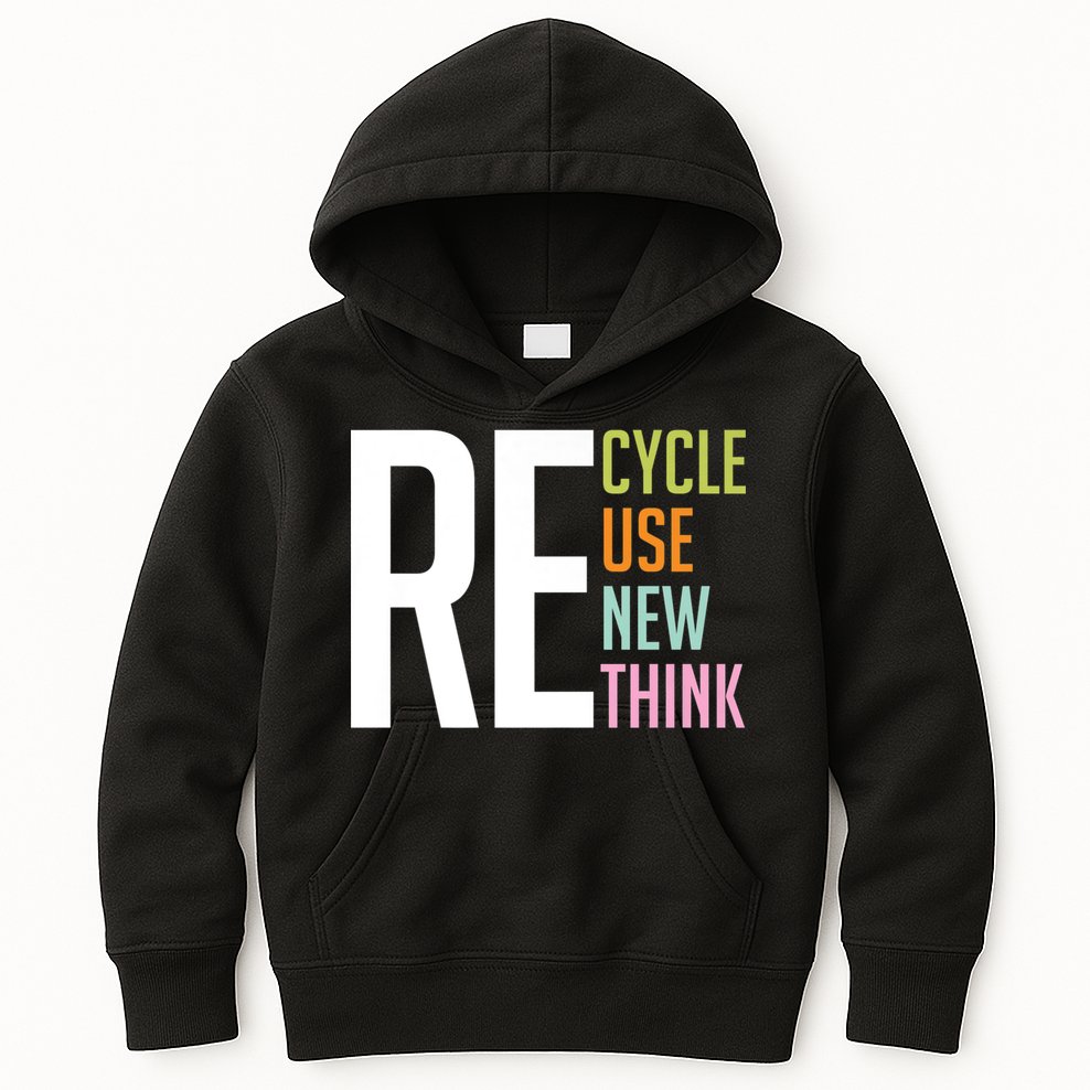 Recycle Reuse Renew Rethink Crisis Environmental Activism Kids Hoodie