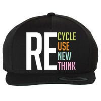 Recycle Reuse Renew Rethink Crisis Environmental Activism Wool Snapback Cap