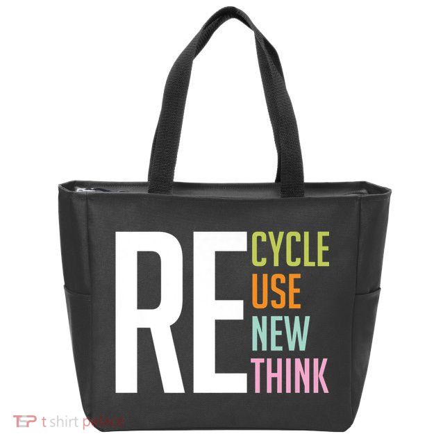 Recycle Reuse Renew Rethink Crisis Environmental Activism Zip Tote Bag