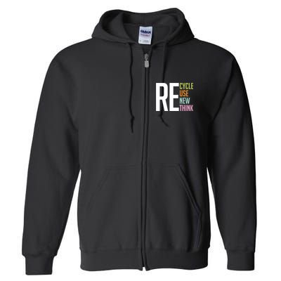 Recycle Reuse Renew Rethink Crisis Environmental Activism Full Zip Hoodie