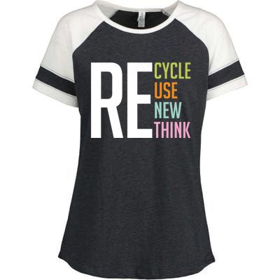 Recycle Reuse Renew Rethink Crisis Environmental Activism Enza Ladies Jersey Colorblock Tee