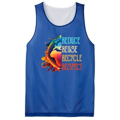 Reduce Reuse Recycle Respect Save The Earth Awareness Gift Mesh Reversible Basketball Jersey Tank